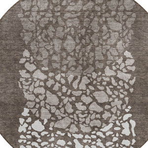 Homeroots 3' Beige Tan And Taupe Abstract Washable Area Rug For Indoor And Outdoor High Traffic Spaces 8' Round Polyester 579825