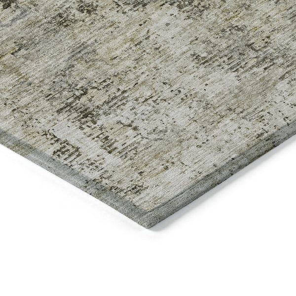 Homeroots 3' Abstract Taupe Beige And Gray Washable Area Rug For Indoor And Outdoor Spaces, Durable Design 3' X 5' Polyester 579829