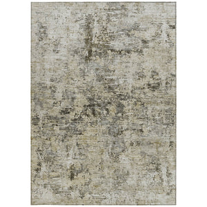 Homeroots 3' Abstract Taupe Beige And Gray Washable Area Rug For Indoor And Outdoor Spaces, Durable Design 3' X 5' Polyester 579829