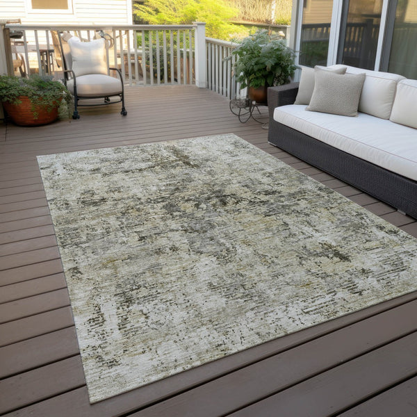 Homeroots 3' Abstract Taupe Beige And Gray Washable Area Rug For Indoor And Outdoor Spaces, Durable Design 3' X 5' Polyester 579829