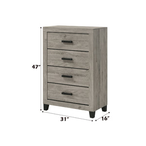 English Elm Mari Contemporary Queen Bed Frame in Gray Wood Finish with 10" Clearance, 220lb Capacity, Slat Support Light Gray 48.3 L x 34.3 W x 19.3 H B2726S00448
