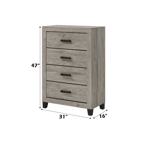 English Elm Mari Contemporary Queen Bed Frame in Gray Wood Finish with 10" Clearance, 220lb Capacity, Slat Support Light Gray 48.3 L x 34.3 W x 19.3 H B2726S00448