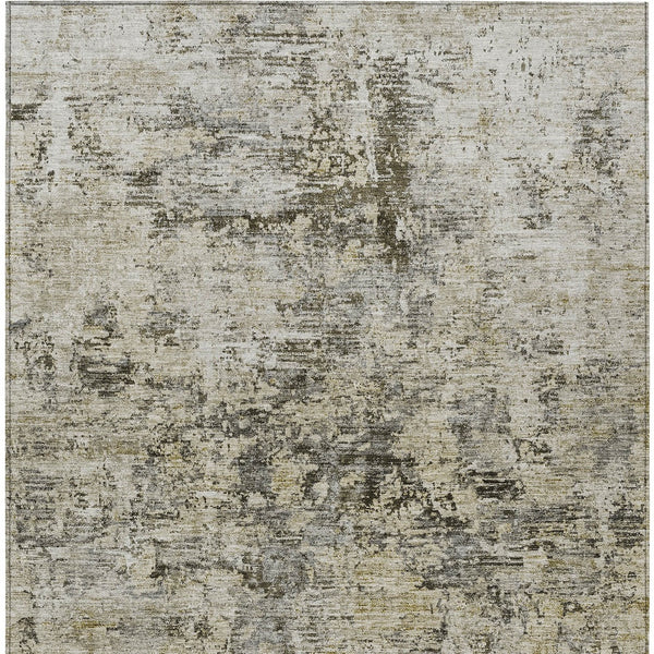 Homeroots 3' Abstract Taupe Beige And Gray Washable Area Rug For Indoor And Outdoor Spaces, Durable Design 5' X 8' Polyester 579830
