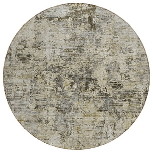HomeRoots 5' Stylish Taupe Beige & Gray Abstract Area Rug - Washable, Durable for Indoor & Outdoor Use 8' Round 579831
