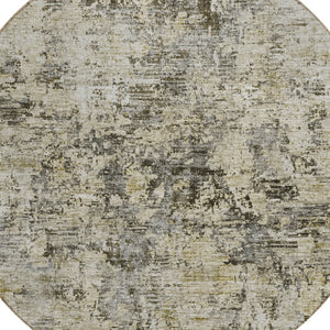 Homeroots 3' Abstract Taupe Beige And Gray Washable Area Rug For Indoor And Outdoor Spaces, Durable Design 8' Round Polyester 579831