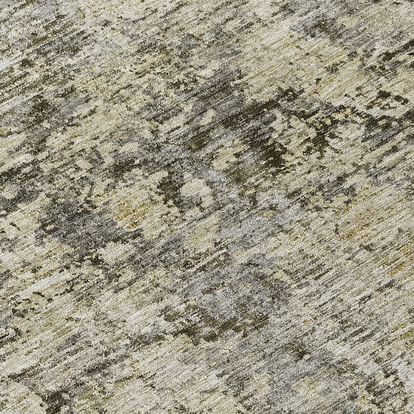 Homeroots 3' Abstract Taupe Beige And Gray Washable Area Rug For Indoor And Outdoor Spaces, Durable Design 8' Round Polyester 579831