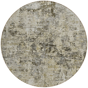 Homeroots 3' Abstract Taupe Beige And Gray Washable Area Rug For Indoor And Outdoor Spaces, Durable Design 8' Round Polyester 579831
