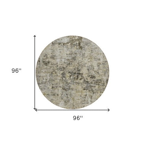 Homeroots 3' Abstract Taupe Beige And Gray Washable Area Rug For Indoor And Outdoor Spaces, Durable Design 8' Round Polyester 579831