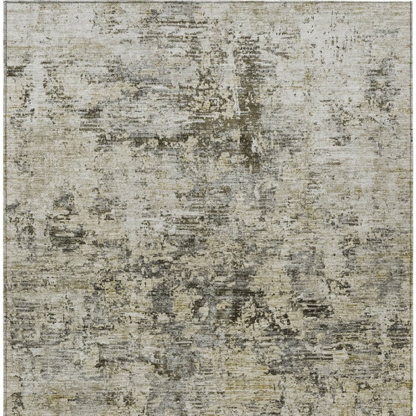 Homeroots 3' Abstract Taupe Beige And Gray Washable Area Rug For Indoor And Outdoor Spaces, Durable Design 8' X 10' Polyester 579832