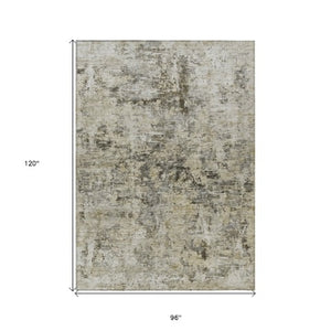 Homeroots 3' Abstract Taupe Beige And Gray Washable Area Rug For Indoor And Outdoor Spaces, Durable Design 8' X 10' Polyester 579832