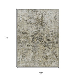 Homeroots 3' Abstract Taupe Beige And Gray Washable Area Rug For Indoor And Outdoor Spaces, Durable Design 9' X 12' Polyester 579833