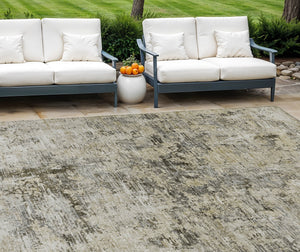 Homeroots 3' Abstract Taupe Beige And Gray Washable Area Rug For Indoor And Outdoor Spaces, Durable Design 9' X 12' Polyester 579833