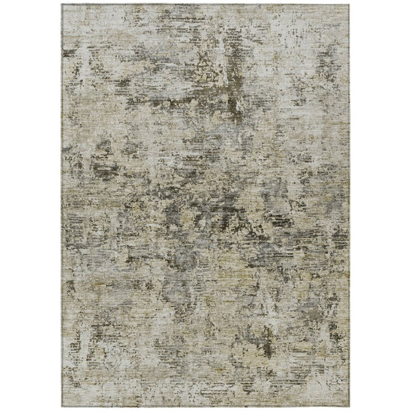HomeRoots 9' Modern Abstract Taupe Beige Gray Washable Area Rug for Indoor Outdoor High-Traffic Living Spaces 9' X 12' 579833