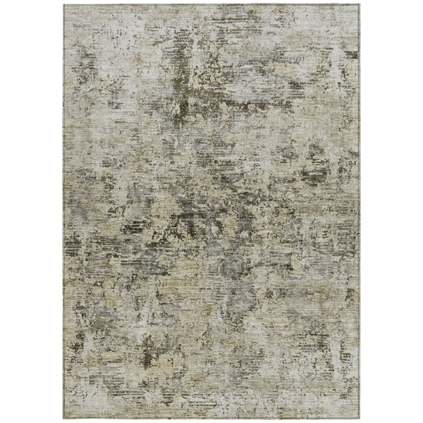 Homeroots 3' Abstract Taupe Beige And Gray Washable Area Rug For Indoor And Outdoor Spaces, Durable Design 10' X 14' Polyester 579834