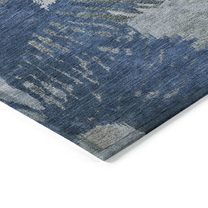 Homeroots 3' Denim Blue Abstract Area Rug – Stylish Washable Design For Indoor & Outdoor Spaces, Durable & Chic 9' X 12' Polyester 579839