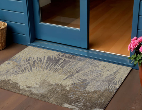 Homeroots 3' Denim Blue Abstract Area Rug – Stylish Washable Design For Indoor & Outdoor Spaces, Durable & Chic 3' X 5' Polyester 579841