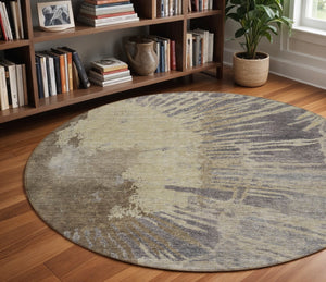 Homeroots 3' Denim Blue Abstract Area Rug – Stylish Washable Design For Indoor & Outdoor Spaces, Durable & Chic 8' Round Polyester 579843
