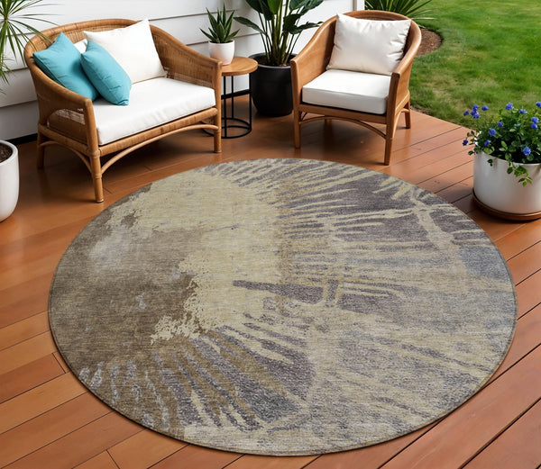 Homeroots 3' Denim Blue Abstract Area Rug – Stylish Washable Design For Indoor & Outdoor Spaces, Durable & Chic 8' Round Polyester 579843