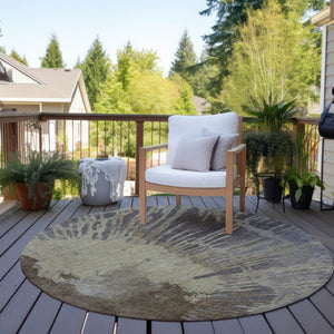 Homeroots 3' Denim Blue Abstract Area Rug – Stylish Washable Design For Indoor & Outdoor Spaces, Durable & Chic 8' Round Polyester 579843