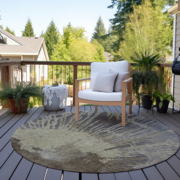 Homeroots 3' Denim Blue Abstract Area Rug – Stylish Washable Design For Indoor & Outdoor Spaces, Durable & Chic 8' Round Polyester 579843