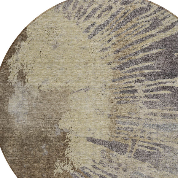 Homeroots 3' Denim Blue Abstract Area Rug – Stylish Washable Design For Indoor & Outdoor Spaces, Durable & Chic 8' Round Polyester 579843