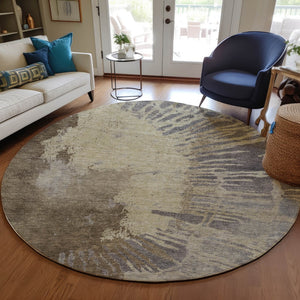 Homeroots 3' Denim Blue Abstract Area Rug – Stylish Washable Design For Indoor & Outdoor Spaces, Durable & Chic 8' Round Polyester 579843