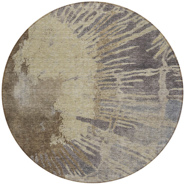 Homeroots 3' Denim Blue Abstract Area Rug – Stylish Washable Design For Indoor & Outdoor Spaces, Durable & Chic 8' Round Polyester 579843