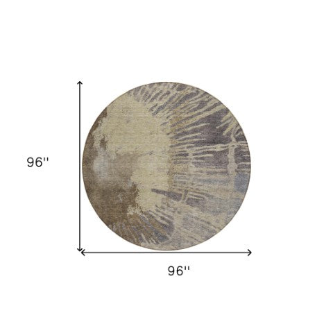 Homeroots 3' Denim Blue Abstract Area Rug – Stylish Washable Design For Indoor & Outdoor Spaces, Durable & Chic 8' Round Polyester 579843