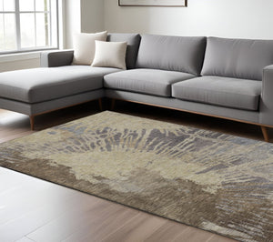 Homeroots 3' Denim Blue Abstract Area Rug – Stylish Washable Design For Indoor & Outdoor Spaces, Durable & Chic 10' X 14' Polyester 579846