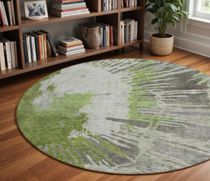 Homeroots 3' Denim Blue Abstract Area Rug – Stylish Washable Design For Indoor & Outdoor Spaces, Durable & Chic 8' Round Polyester 579849