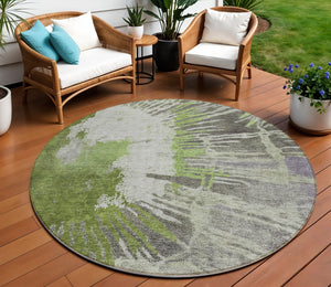 Homeroots 3' Denim Blue Abstract Area Rug – Stylish Washable Design For Indoor & Outdoor Spaces, Durable & Chic 8' Round Polyester 579849