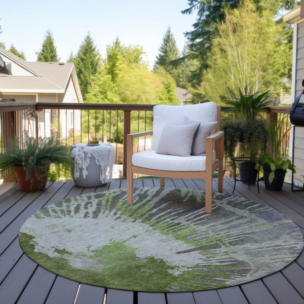 Homeroots 3' Denim Blue Abstract Area Rug – Stylish Washable Design For Indoor & Outdoor Spaces, Durable & Chic 8' Round Polyester 579849