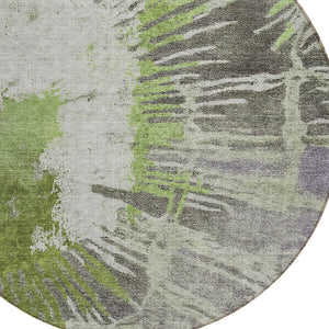 Homeroots 3' Denim Blue Abstract Area Rug – Stylish Washable Design For Indoor & Outdoor Spaces, Durable & Chic 8' Round Polyester 579849