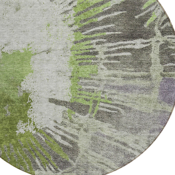 Homeroots 3' Denim Blue Abstract Area Rug – Stylish Washable Design For Indoor & Outdoor Spaces, Durable & Chic 8' Round Polyester 579849