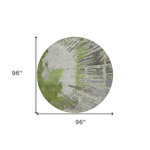 Homeroots 3' Denim Blue Abstract Area Rug – Stylish Washable Design For Indoor & Outdoor Spaces, Durable & Chic 8' Round Polyester 579849