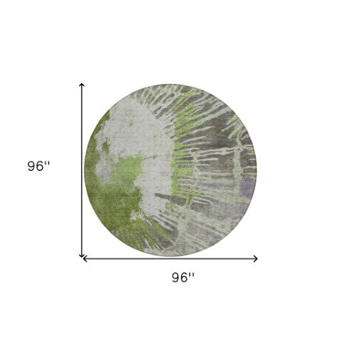 Homeroots 3' Denim Blue Abstract Area Rug – Stylish Washable Design For Indoor & Outdoor Spaces, Durable & Chic 8' Round Polyester 579849