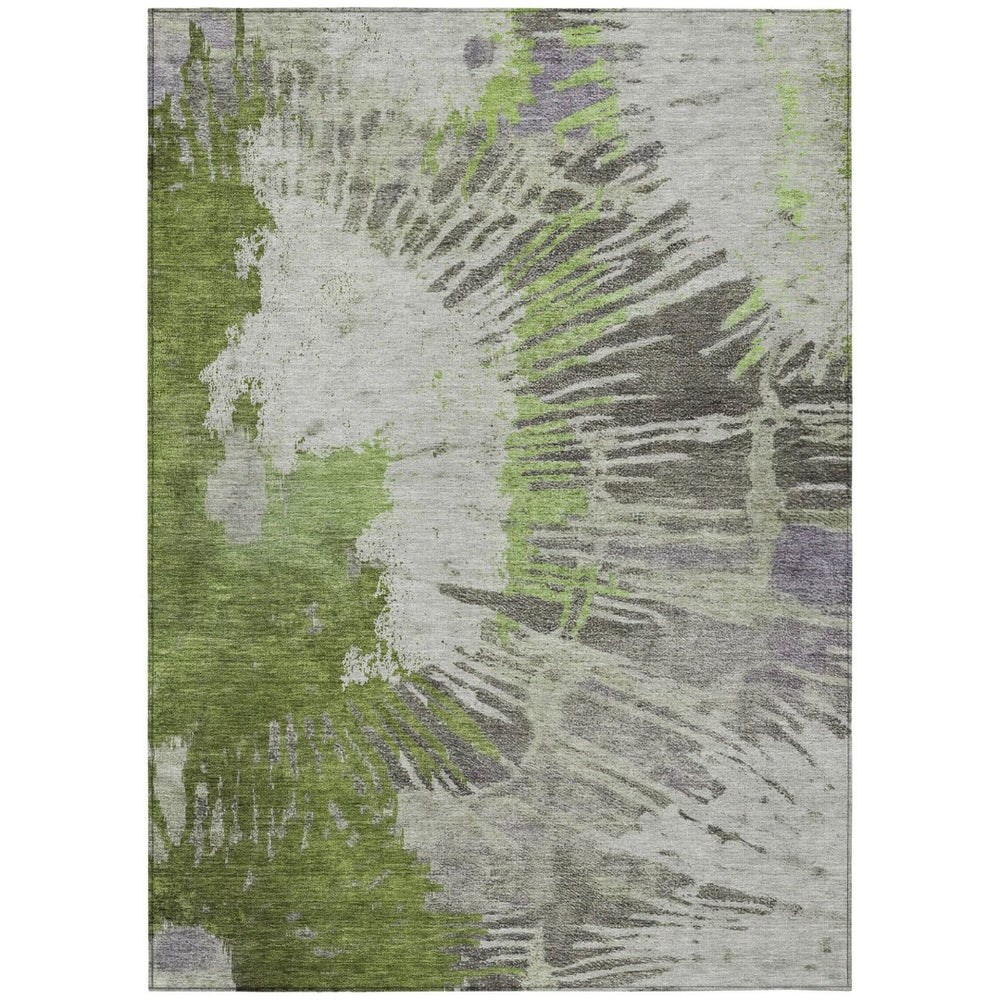 HomeRoots 5' Abstract Olive Green Area Rug – Stylish, Washable, Durable for Indoor & Outdoor Spaces 10' X 14' 579852