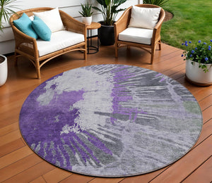 Homeroots 3' Denim Blue Abstract Area Rug – Stylish Washable Design For Indoor & Outdoor Spaces, Durable & Chic 8' Round Polyester 579855