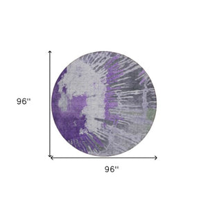 Homeroots 3' Denim Blue Abstract Area Rug – Stylish Washable Design For Indoor & Outdoor Spaces, Durable & Chic 8' Round Polyester 579855