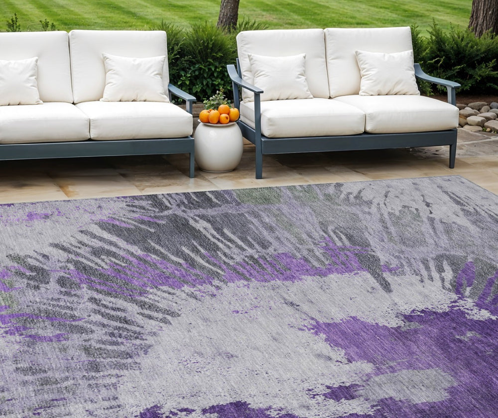 HomeRoots 9' Purple Lilac and Eggplant Abstract Rug - Stylish, Washable Design for Indoor and Outdoor Spaces 9' X 12' 579857