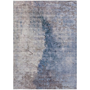 HomeRoots 5' Navy Blue and Gray Abstract Washable Area Rug – Versatile Indoor/Outdoor Design for Any Space 5' X 8' 579860