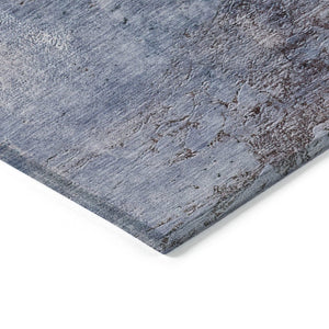 HomeRoots 5' Navy Blue and Gray Abstract Washable Area Rug – Versatile Indoor/Outdoor Design for Any Space 8' Round 579861