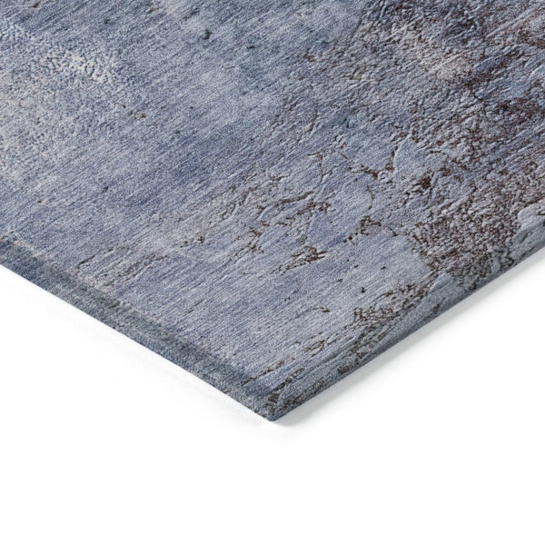 HomeRoots 5' Navy Blue and Gray Abstract Washable Area Rug – Versatile Indoor/Outdoor Design for Any Space 8' X 10' 579862
