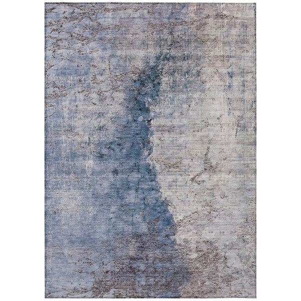 HomeRoots 9' Navy Blue and Gray Abstract Area Rug for Indoor and Outdoor Use – Stylish, Washable, Durable Design 9' X 12' 579863