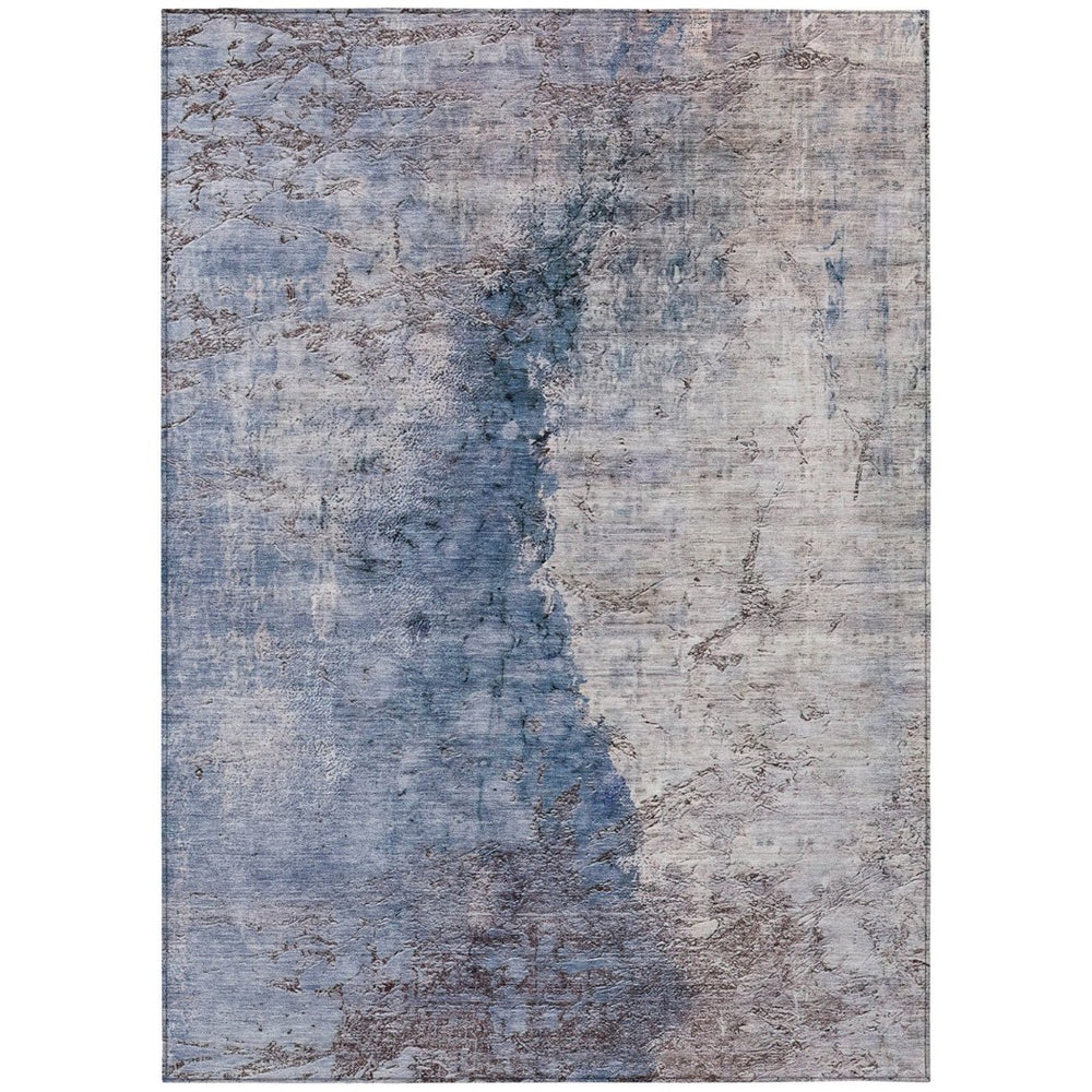 HomeRoots 5' Navy Blue and Gray Abstract Washable Area Rug – Versatile Indoor/Outdoor Design for Any Space 10' X 14' 579864