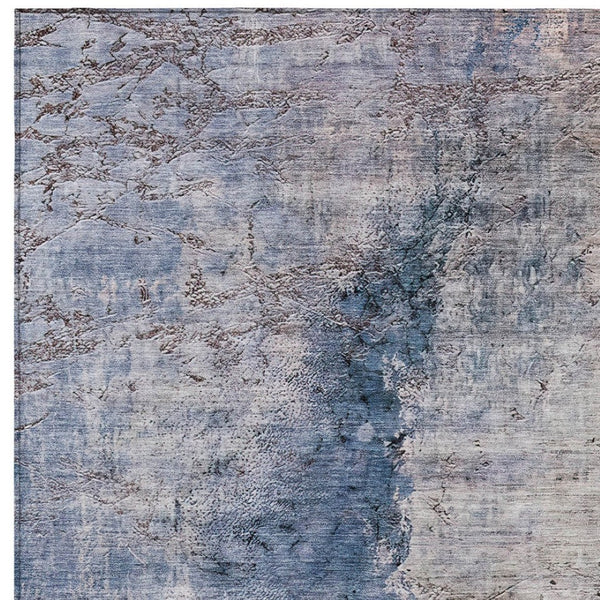 HomeRoots 5' Navy Blue and Gray Abstract Washable Area Rug – Versatile Indoor/Outdoor Design for Any Space 10' X 14' 579864