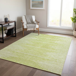 Homeroots 3' Stylish Artichoke Green Ivory Abstract Washable Area Rug For Indoor And Outdoor Spaces 3' X 5' Polyester 579871