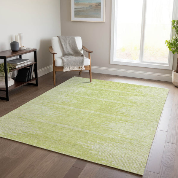 Homeroots 3' Stylish Artichoke Green Ivory Abstract Washable Area Rug For Indoor And Outdoor Spaces 3' X 5' Polyester 579871