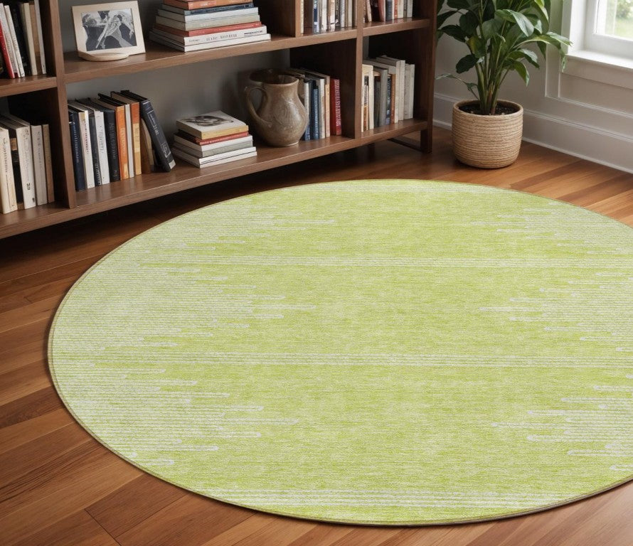 HomeRoots 8 Ft Round Washable Polyester Rug Abstract Geometric Pattern for Patio or Entryway 579873