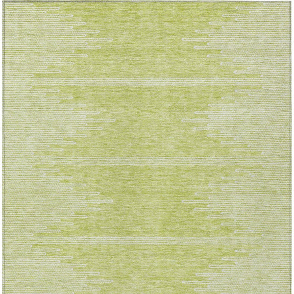 Homeroots 3' Stylish Artichoke Green Ivory Abstract Washable Area Rug For Indoor And Outdoor Spaces 8' X 10' Polyester 579874